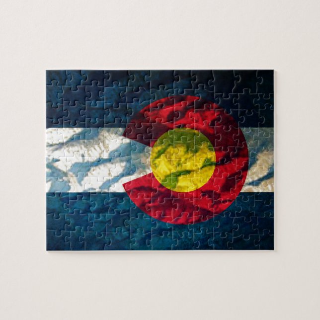Colorado-Flagge Felsen-Berge Puzzle (Horizontal)