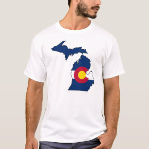 Colorado-Flagge Michigan-Kontur-Typt-shirt T-Shirt