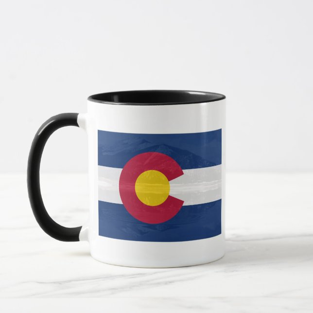 Colorado-Flagge mit Berghintergrund Tasse (Links)