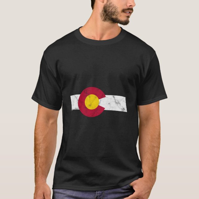Colorado-Flagge mit Distressed-Effekt T-Shirt (Vorderseite)