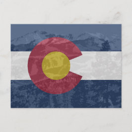 Colorado-Flagge mit Pikes-Peak-Postkarte Postkarte