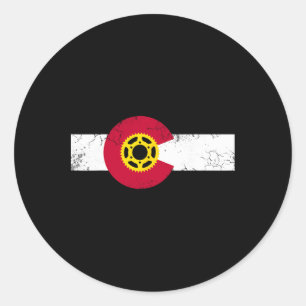 Colorado-Flagge Mountainbike-Fahren Radfahren Radf Runder Aufkleber