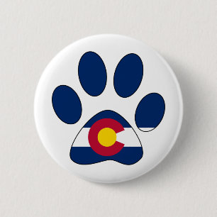 Colorado-Flagge Pfotenabdruck Button