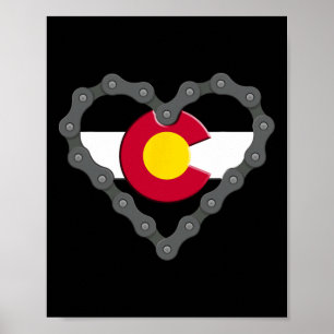 Colorado-Flagge Radfahren Mountainbiking Männer Fr Poster