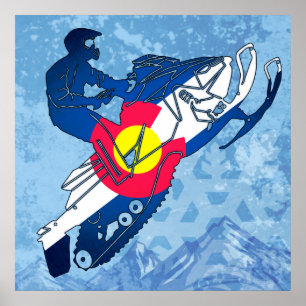 Colorado-Flagge Snowmobile-Schmutzplakat Poster