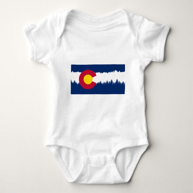 Colorado-Flagge Treeline Silhouette Baby Strampler (Vorderseite)