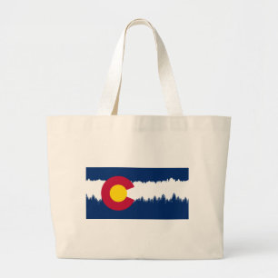 Colorado-Flagge Treeline Silhouette Jumbo Stoffbeutel