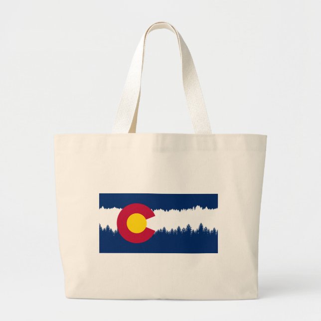 Colorado-Flagge Treeline Silhouette Jumbo Stoffbeutel (Vorne)