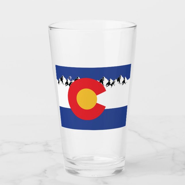Colorado-Flagge und -Gebirge Glas (Vorderseite)