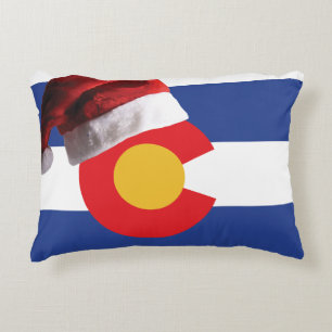 Colorado-Flagge-und-Santa-Hat Zierkissen