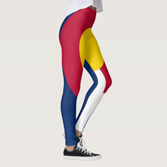 Colorado-Flagge volle Blutmitte von 90 Grad Leggings (Rechts)