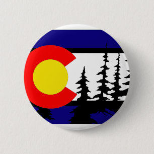 Colorado-Flaggen-Baum-Silhouette Button