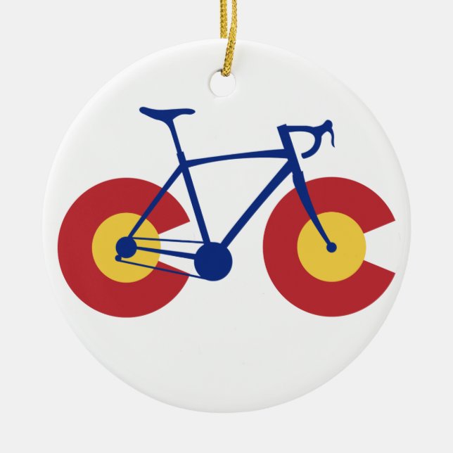Colorado-Flaggen-Fahrrad Keramik Ornament (Vorne)