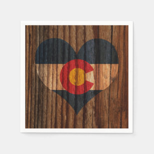 Colorado-Flaggen-Herz auf hölzernem Thema Serviette