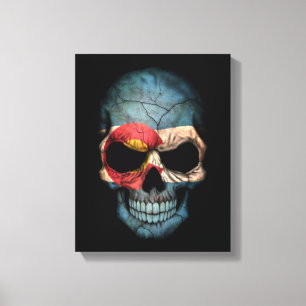 Colorado-Flaggen-Schädel auf Schwarzem Leinwanddruck