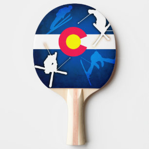Colorado-Flaggen-Schmutz-Skifahrer-Klingeln pong Tischtennis Schläger