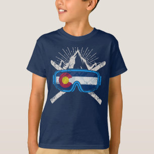 Colorado-Flaggen-Ski-Skifahren T-Shirt
