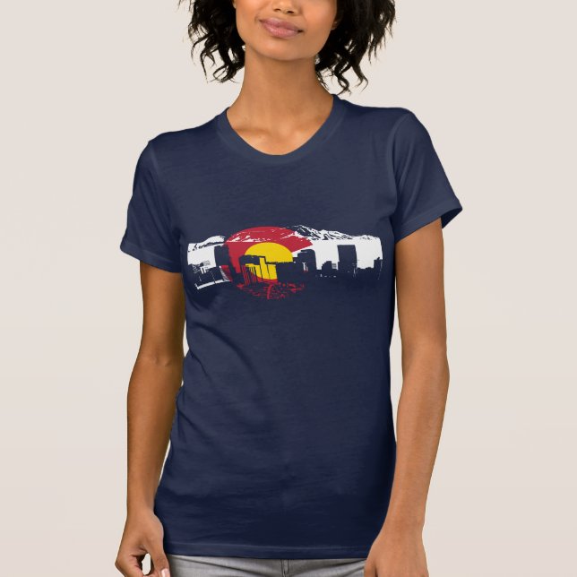 Colorado-Flaggen-T - Shirt - DenverSkyline - (Vorderseite)