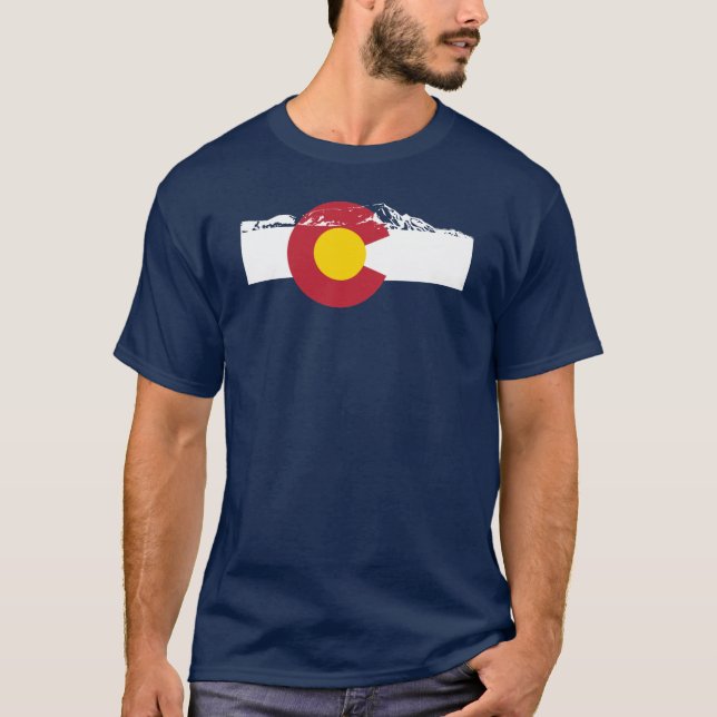 Colorado-Flaggen-T - Shirt - felsige Berge - (Vorderseite)