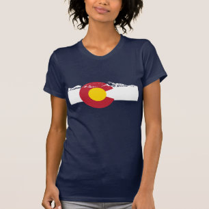 Colorado-Flaggen-T - Shirt - felsige Berge -