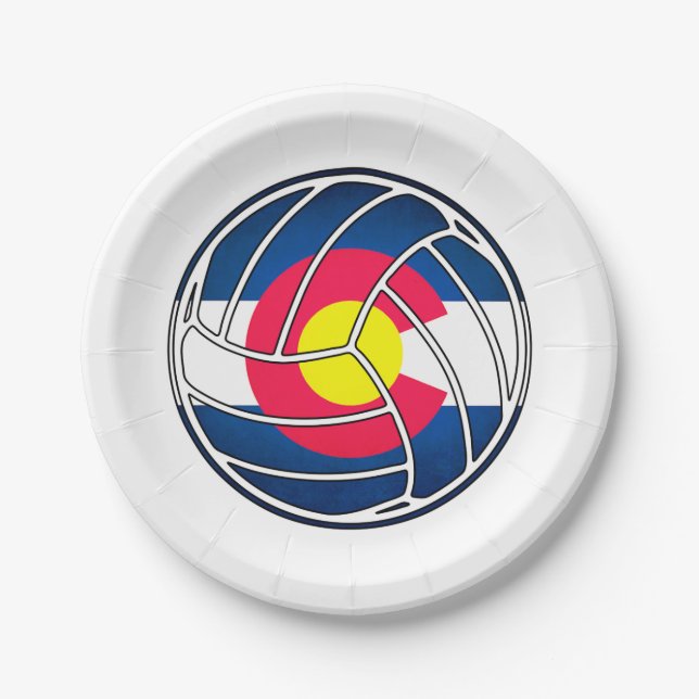 Colorado-Flaggenvolleyball-Papier-Teller Pappteller (Vorderseite)