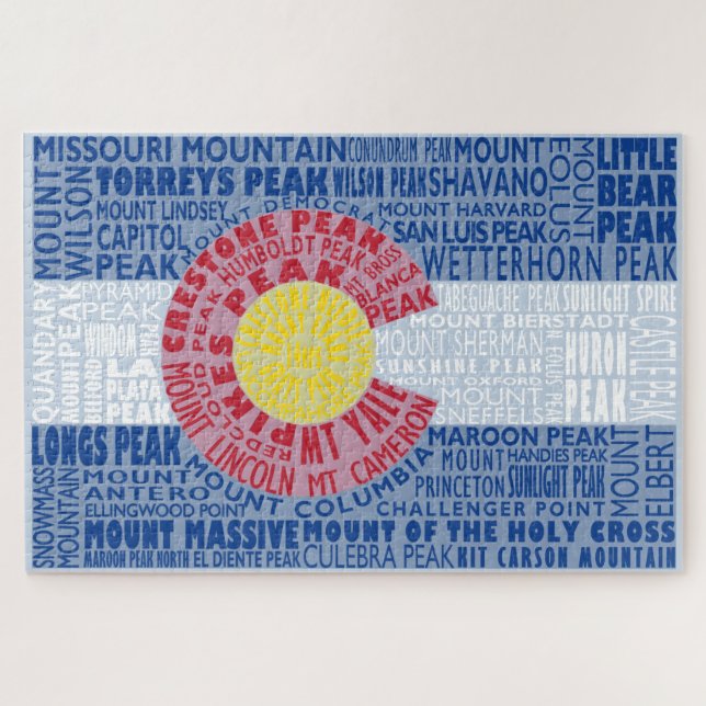 Colorado Fourteeners State Flag 14ers Puzzle (Horizontal)