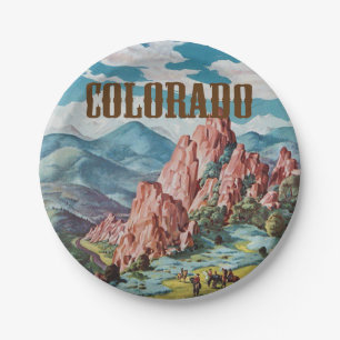 Colorado-Gebirge Vintage-Illustration Pappteller