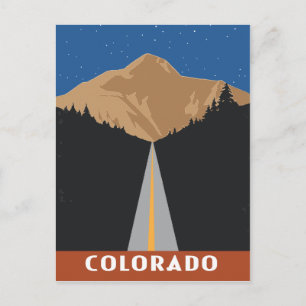 Colorado-Gebirgsstraße im Vintage-Reisestil Postkarte