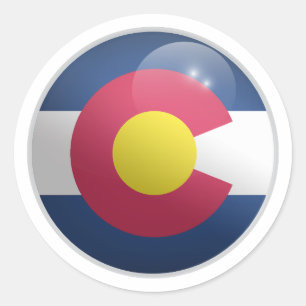 Colorado Glänzender Kreis Flagge Runder Aufkleber