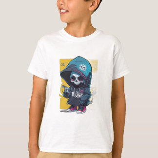 Colorado Graffiti Stil Chibi Skull in Hood T-Shirt