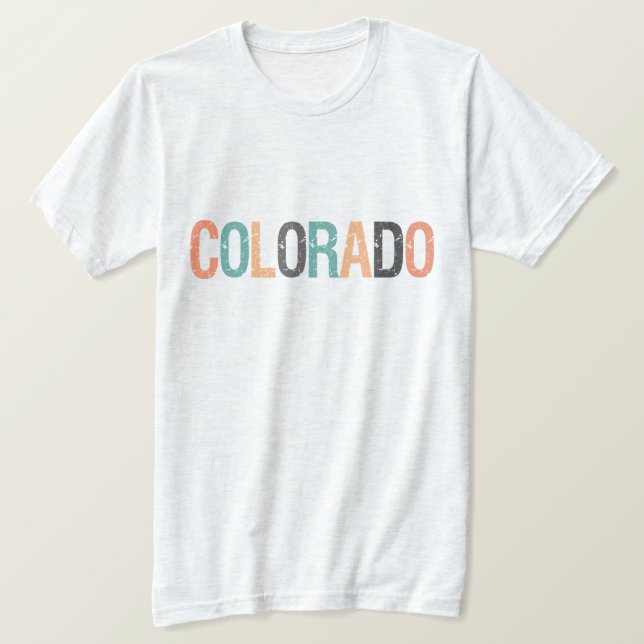 Colorado in verblassten Retro-Farbbuchstaben T-Shirt (Design vorne)