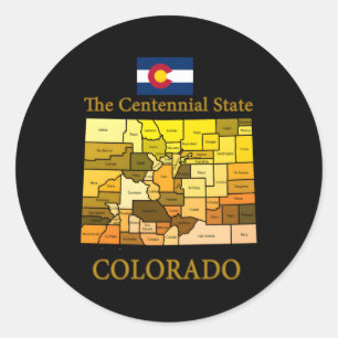 Colorado Landkreis Map Flag Nickname Runder Aufkleber