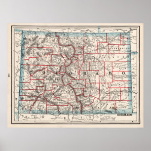Colorado Landkreises Map (1893) Poster