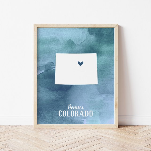 Colorado Map Blue Watercolor Personalisierte Kunst Poster (Von Creator hochgeladen)