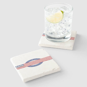 Colorado-Mountain-and-USA-Flag-Gray Steinuntersetzer