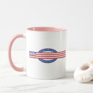 Colorado-Mountain-and-USA-Flag-Gray Tasse