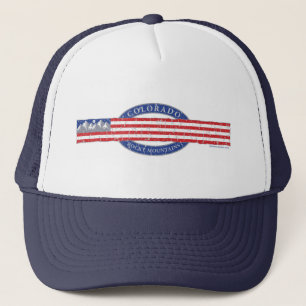 Colorado-Mountain-and-USA-Flag-Gray Truckerkappe