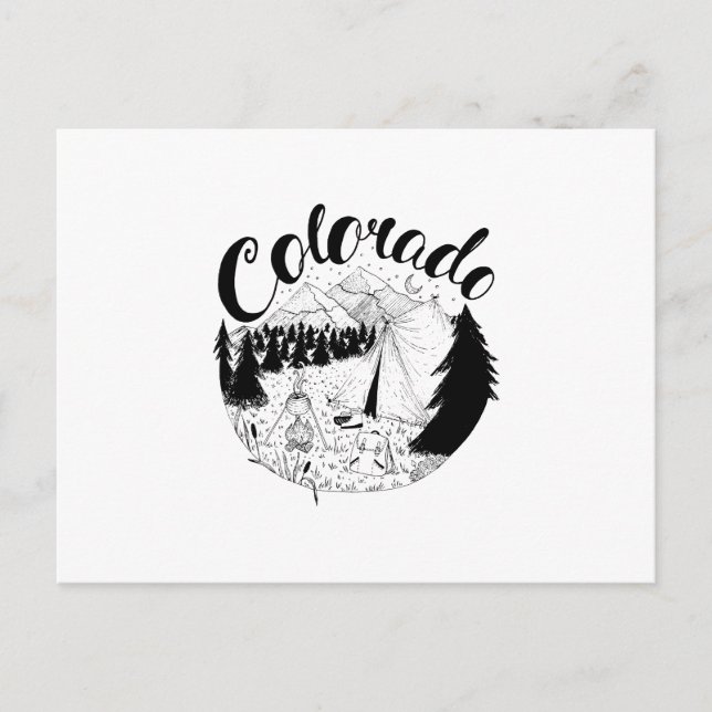 Colorado Mountain Camper Ink Illustration Postkarte (Vorderseite)