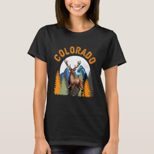 Colorado Mountain Deer Hunter Sunset Vintag Retro T-Shirt