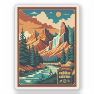 Colorado Mountains Retro Farben Aufkleber