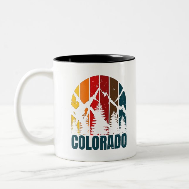 Colorado Mountains Retro Zweifarbige Tasse (Links)
