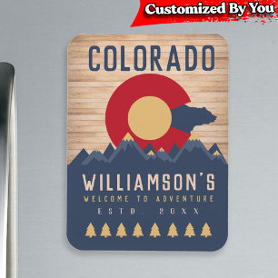 Colorado Mountains Vintage Co Flag Holz Magnet