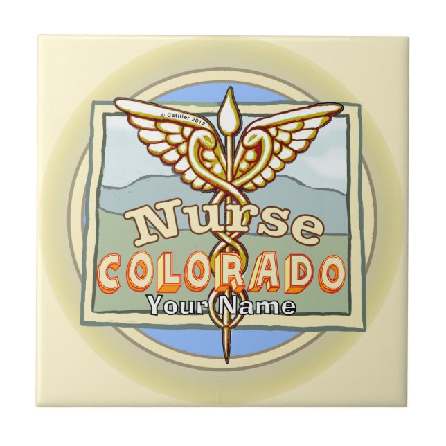 Colorado Nurse Caduceus  Fliese (Vorderseite)