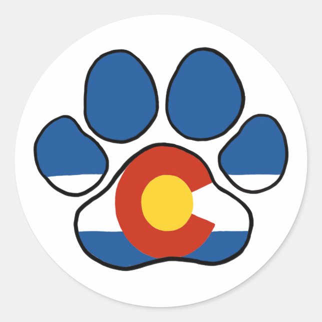 Colorado Paw Round Sticker (Vorderseite)