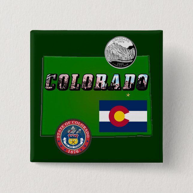 Colorado Picture Text, Flag, Siegel, Quarter, Kart Button (Vorderseite)