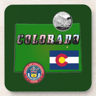 Colorado Picture Text, Flag, Siegel, Quarter, Kart Getränkeuntersetzer