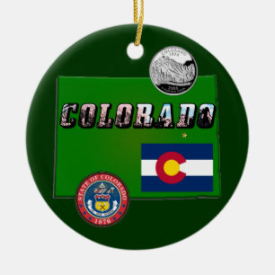 Colorado Picture Text, Flag, Siegel, Quarter, Kart Keramikornament