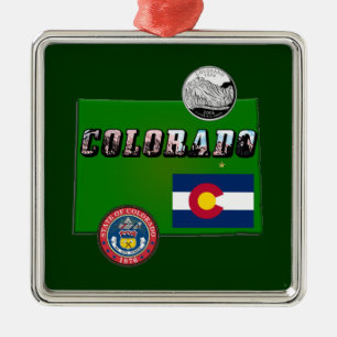 Colorado Picture Text, Flag, Siegel, Quarter, Kart Ornament Aus Metall