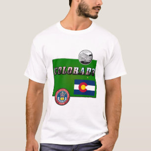 Colorado Picture Text, Flag, Siegel, Quarter, Kart T-Shirt