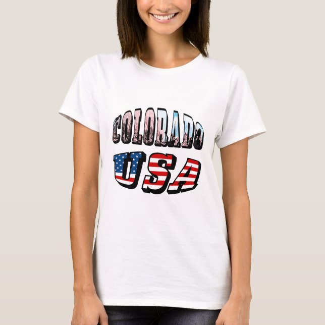 Colorado Picture und USA Text T-Shirt (Vorderseite)